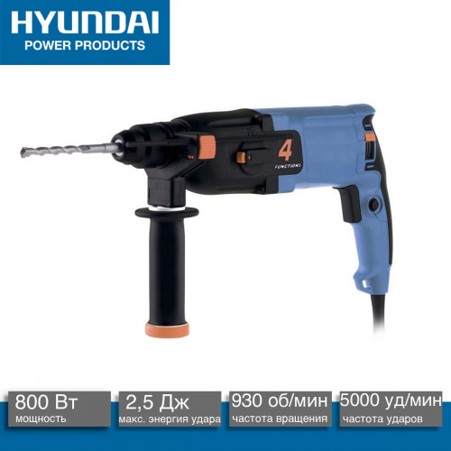Перфоратор Hyundai H 850, 800 Вт, 2,5 Дж, SDS-plus